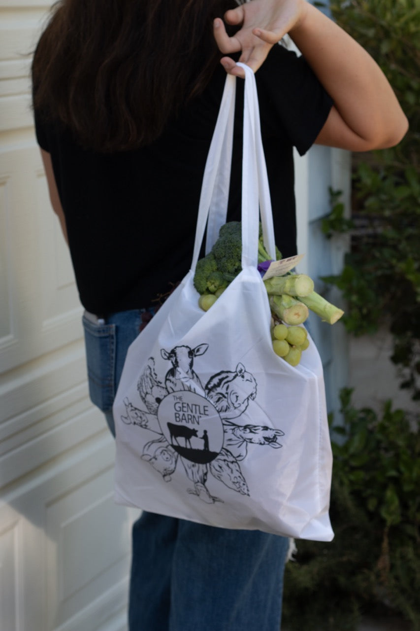 Gentle Barn Cow Tote Bag - White