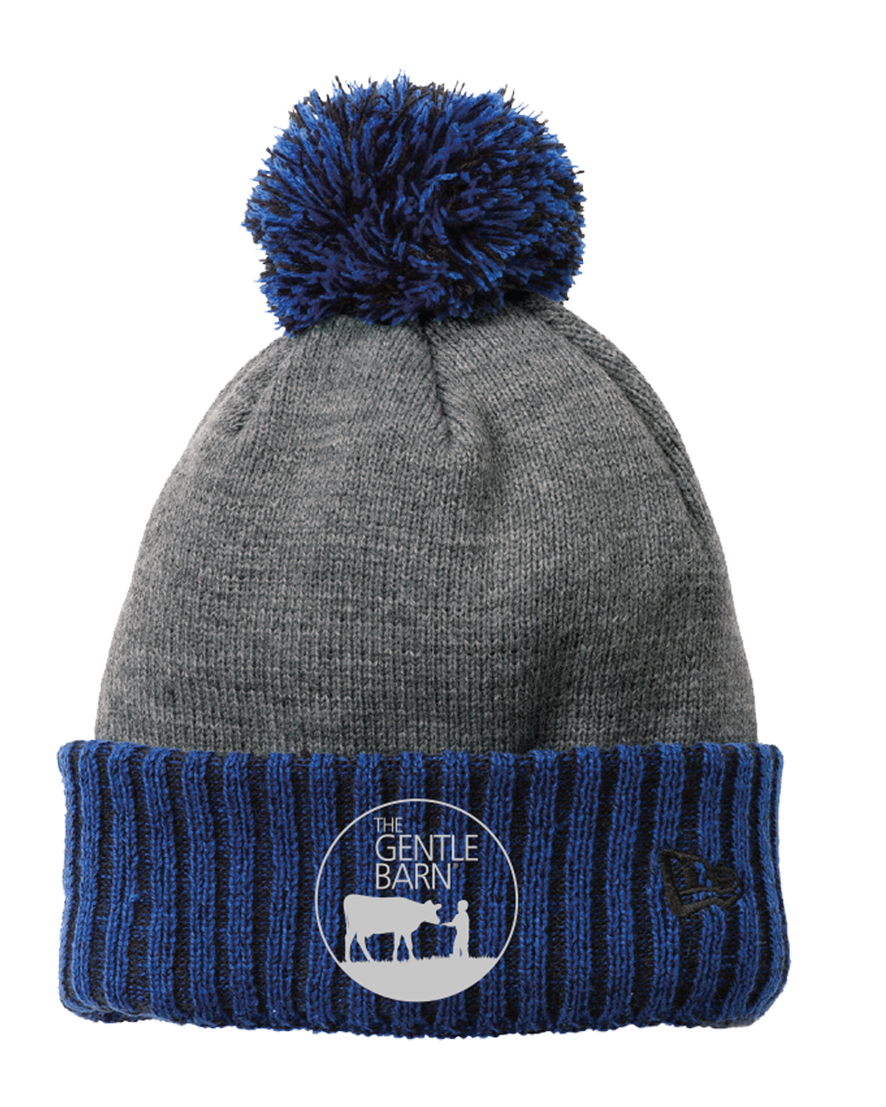 Blue and Gray Pom Stocking Cap